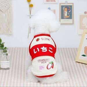 ⛔️ CLEARANCE ⛔️ Red Strawberry Kawaii Milk Cartoon Pet Clothes